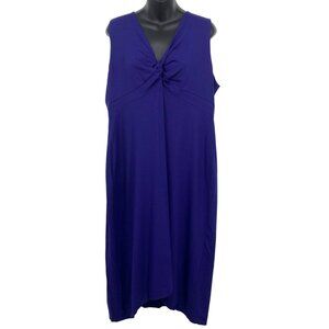 Chicos Women Blue Shift Size 3 XL Extra Large Dress V-Neckline Sleeveless New
